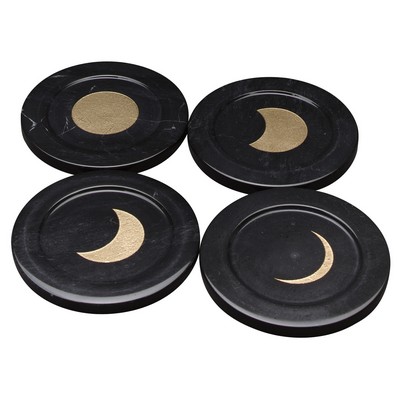 Jet Black Round Marble Coaster