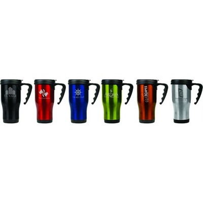 Stainless Steel Engraved Travel Mug w/Handle