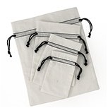 Bulk Bleached Cotton Pouch w/Black Cord (5"x7")