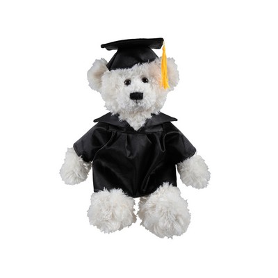 soft plush Cream Brandon Bear with graduation cap &gown