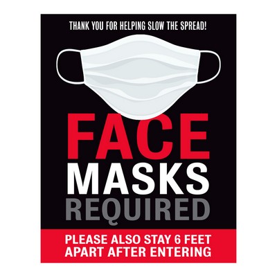 Face Masks Required Sign Style 14 - (11"x14")