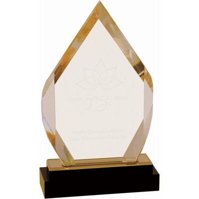 8" Gold Fusion Diamond Impress Acrylic Award with Black Glass Base