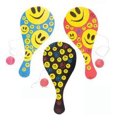 9" Smile Face Paddle Ball