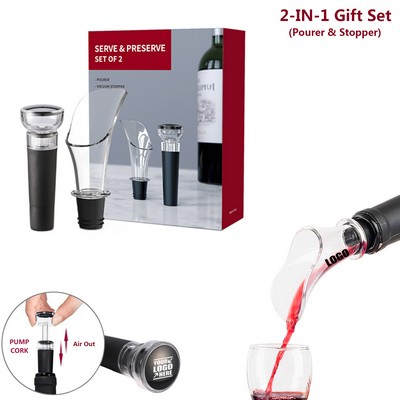 2 IN 1 Gift Set Vacuum Cork Wine Bottle Pourer