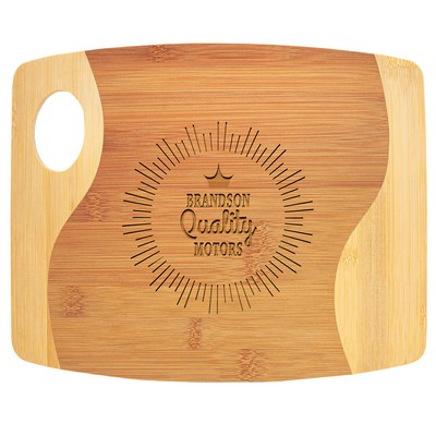 Bamboo Two Tone Cutting Board With Handle