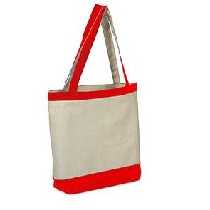 100% Cotton Canvas Tote w/Color Accent