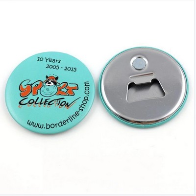 Full Color Bottle Opener Button w/Magnet