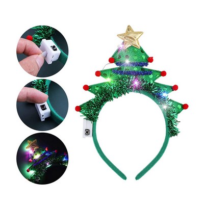 Christmas Tree Headband With Lights