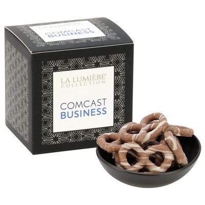 La Lumiere - Soft Touch Finish Gift Box - Milk Chocolate Pretzels with White Chocolate Drizzle