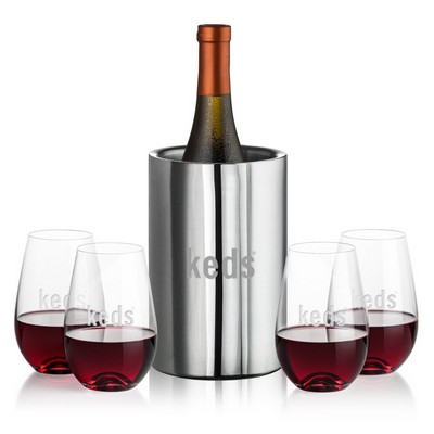 Jacobs Wine Cooler & 4 Boston Stemless Wine