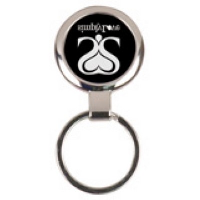 2 1/2" Black Laserable Round Keychain