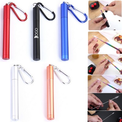 Telescopic Stainless Steel Straw W/Aluminum Case