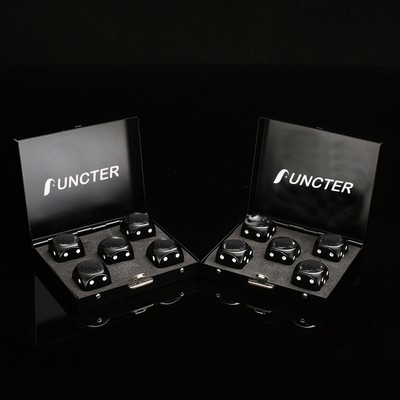 Black 5 Pcs Metal Dice Game Set w/ Metal Box