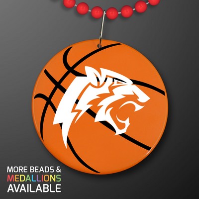 Basketball Medallions on Red Beads Necklace (NON-Light Up)