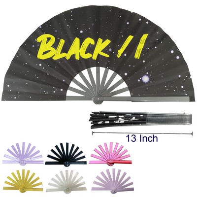 Double Side 13" Plastic Frame Fabric Kung Fu Clack Fan