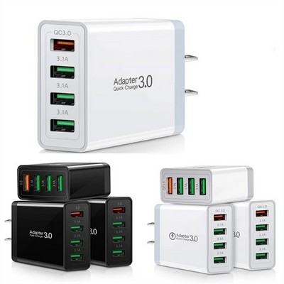 4-USB Port Phone Charger - Charge Multiple Devices Simultaneously