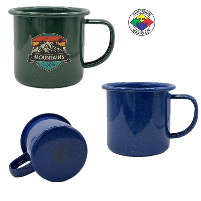 12oz Stinson Speckled Medium Blue Enameled Steel Cup - Precision Spot Color