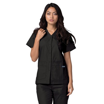 Adar - Universal - Women's Double Pocket Snap Front Scrub Top