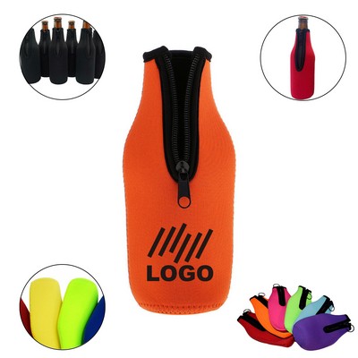 Neoprene Zippered Beer Bottle Sleeve 12 Oz