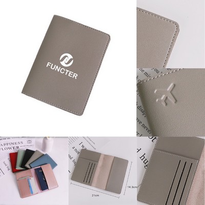 PU Passport Holder W/Card Slots Passport Cover for Business Trip Travel Wallet