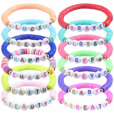 Colorful Letter Beads Elastic Bracelets