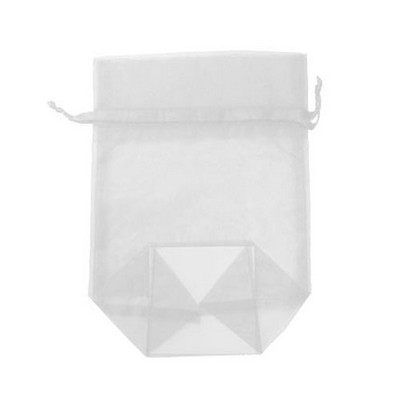 Extra Large Gusseted Organza Mesh Bag w/ Satin Ribbon (4"x4"x10")