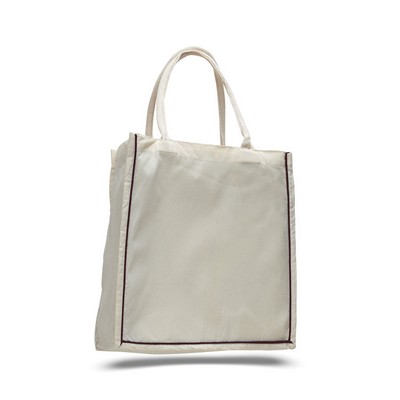 Q-Tees Fancy Shopper Bag w/ Color Stripe