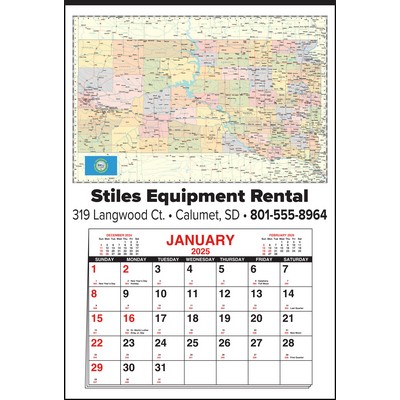 Small S. Dakota State Map Full Apron Calendar