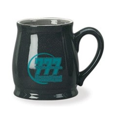 16 Oz. Black Spokane Barrel Mug w/ Colored Trim