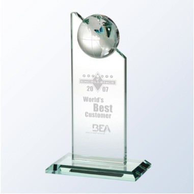 Globe Pinnacle Jade Glass Award - Small - Sand Blast