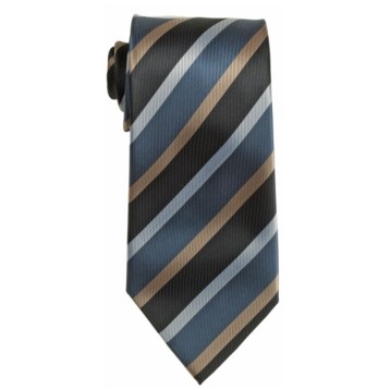 Stock Blue/ Gold Striped Polyester Tie