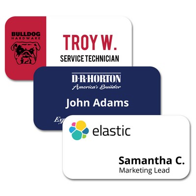 1.5" x 3" Glossy Plastic Name Badge w/Full Color Imprint & Personalization