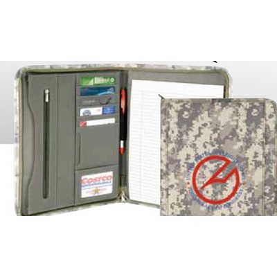 Digital Camouflage Tan Beige Poly Zippered Padfolio