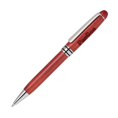 Terrific Timber-1C Ballpoint Pen w/Silver & Black Trim