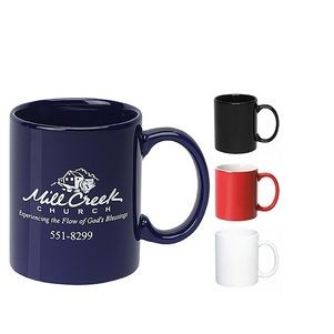 11 oz. Ceramic Dishwasher-Safe Coffee Mug w/ C-Handle