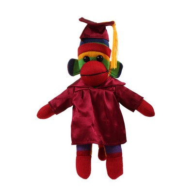 Rainbow Sock Monkey (Plush) in Graduation Cap & Gown