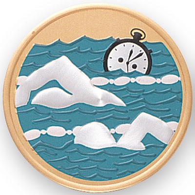 2" Swimming Embossed Litho Printed Medallion Insert Disc