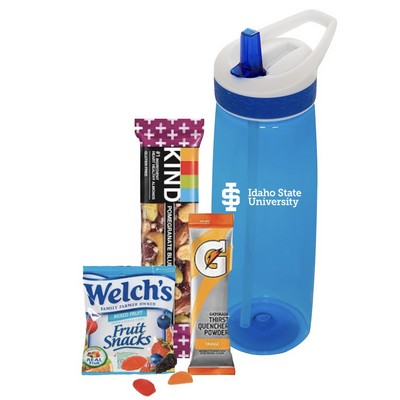 Water Bottle with Healthy Snacks