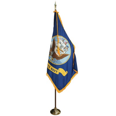 7' Pole & 3' x 5' Flag - Navy Indoor Presentation Set