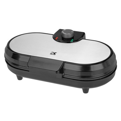 Black And Stainless Steel Double Belgian Waffle Maker