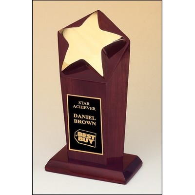 Polished Goldtone Star Award w/Rosewood Stained Base