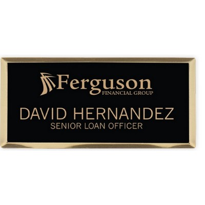 Engraved Metallic Black Flexibrass® Name Badges (1½"x3")