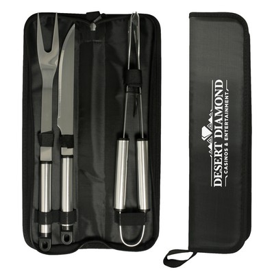 BBQ 3 Piece BBQ Accessory Gift Set in a zip-up PU case