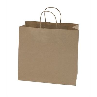 Food Service Paper Shopping Bags, Natural Kraft, Hot Stamped - Panther 13" x 7" x 12.5"