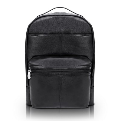 PARKER | 15" Black Leather Dual-Compartment Laptop Backpack | McKleinUSA