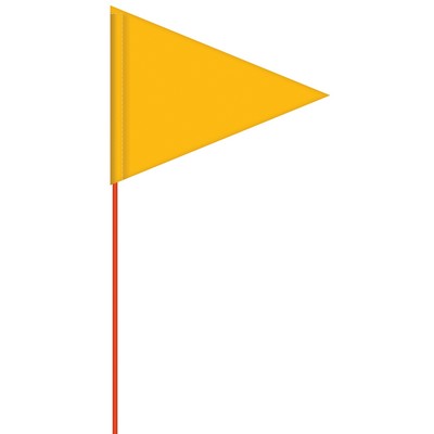 Solid Color Yellow Pennant Field Flag w/Orange Staff