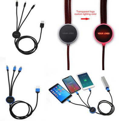 3 in 1 Charging Cable w/ Led light Up Logo