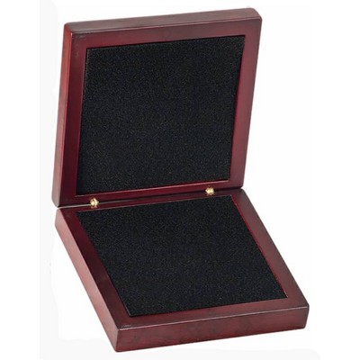 Rosewood Finish Medal Box, 4-1/4" x 4-1/4" x 1-1/4"