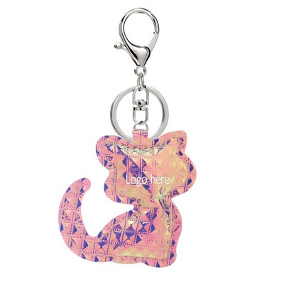 Custom Faux Leather Cat Shape PU Key Ring Keychain