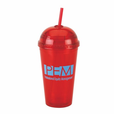 16 Oz. Dome Double Wall Acrylic Cup w/Straw